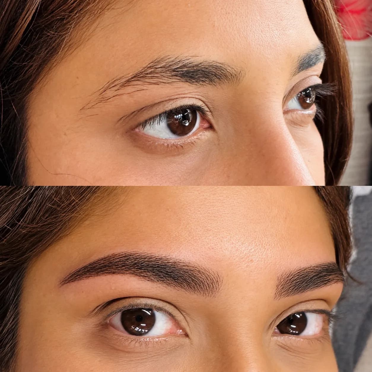 Permanent Makeup brows — before and after