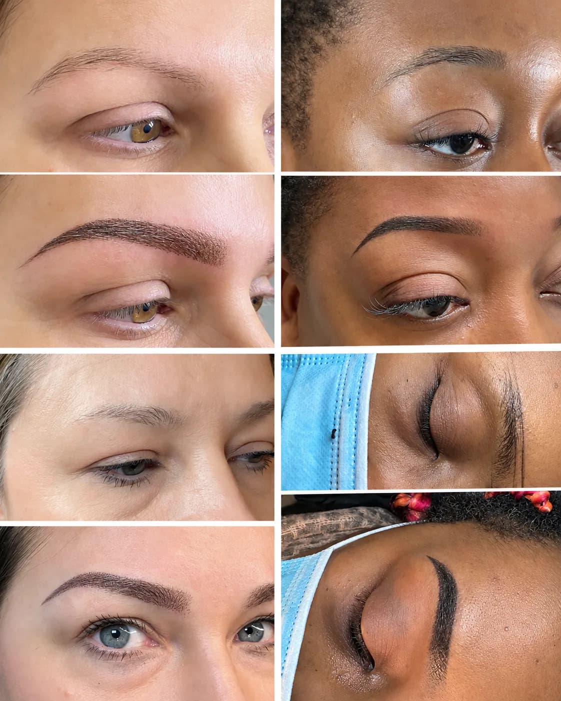 Permanent Makeup brows on different clients — before and after