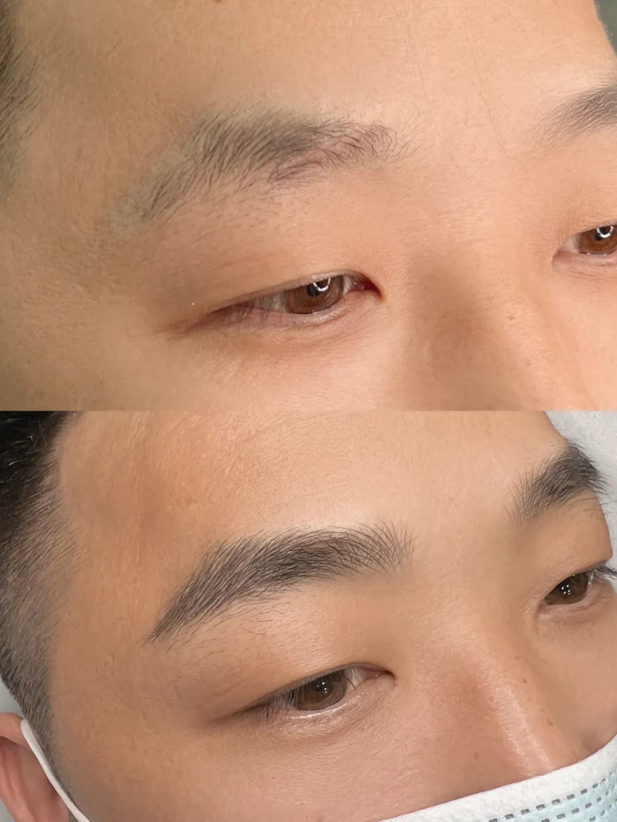 Men's Permanent Makeup brows — before and after