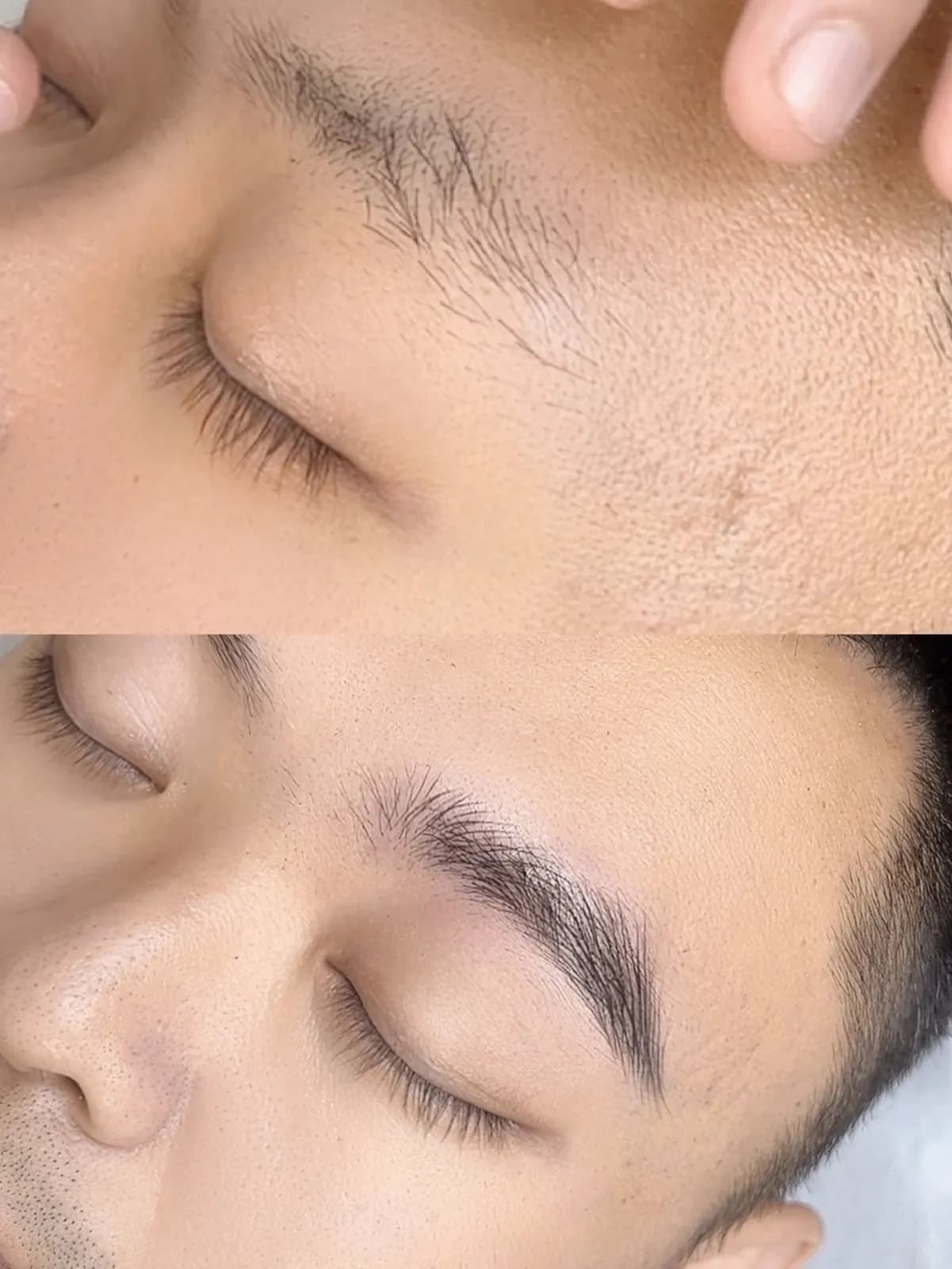 Men's Permanent Makeup brows — before and after
