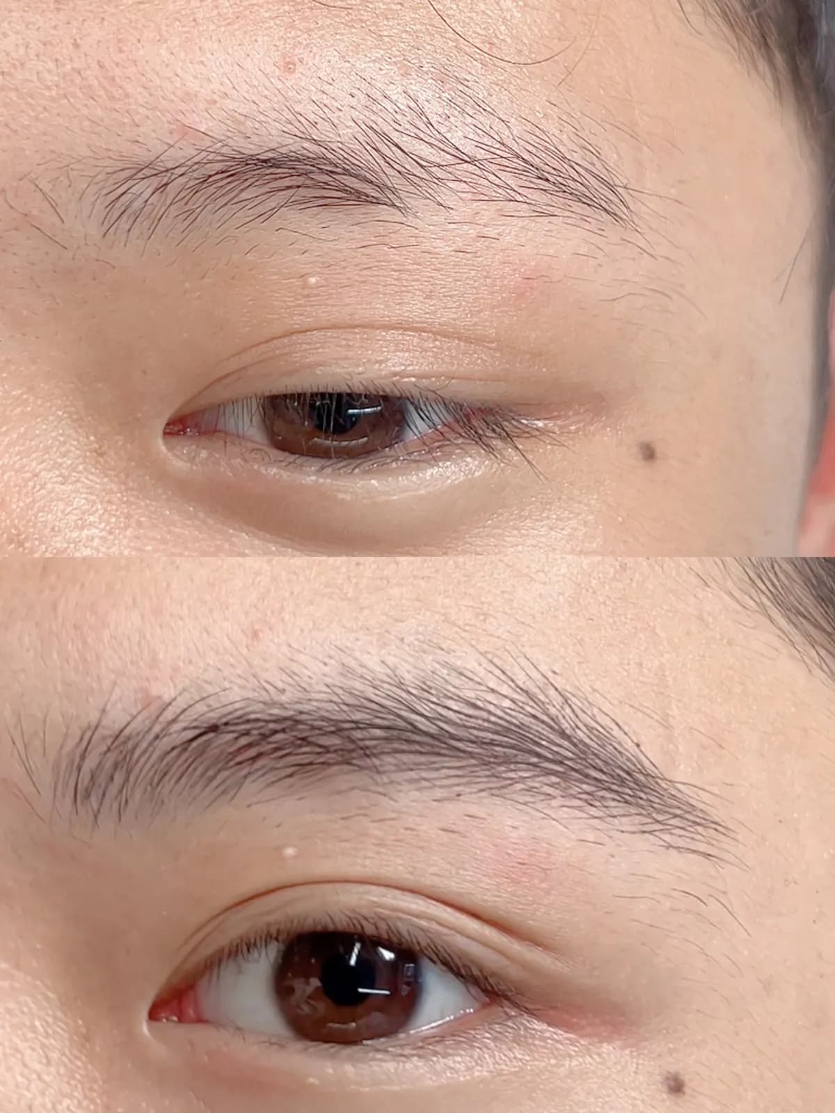 Men's Permanent Makeup brows — before and after