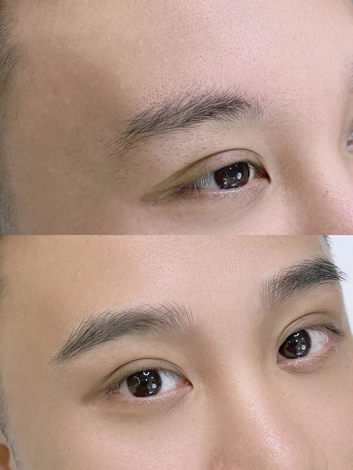 Men's Permanent Makeup brows — before and after