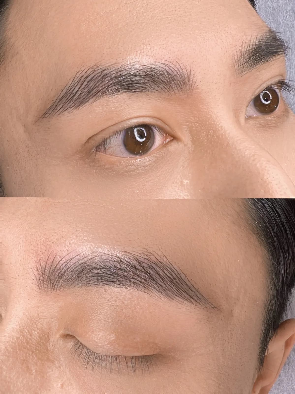 Men's Permanent Makeup brows — before and after