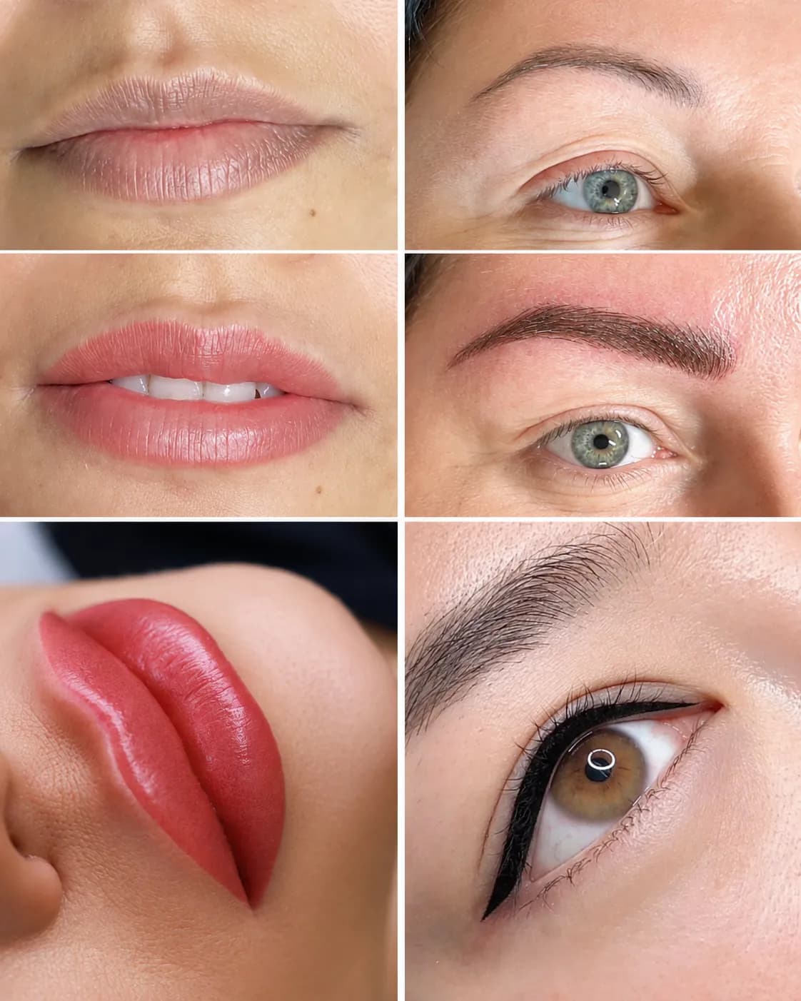 Brows, eyeliner and lips — before and after