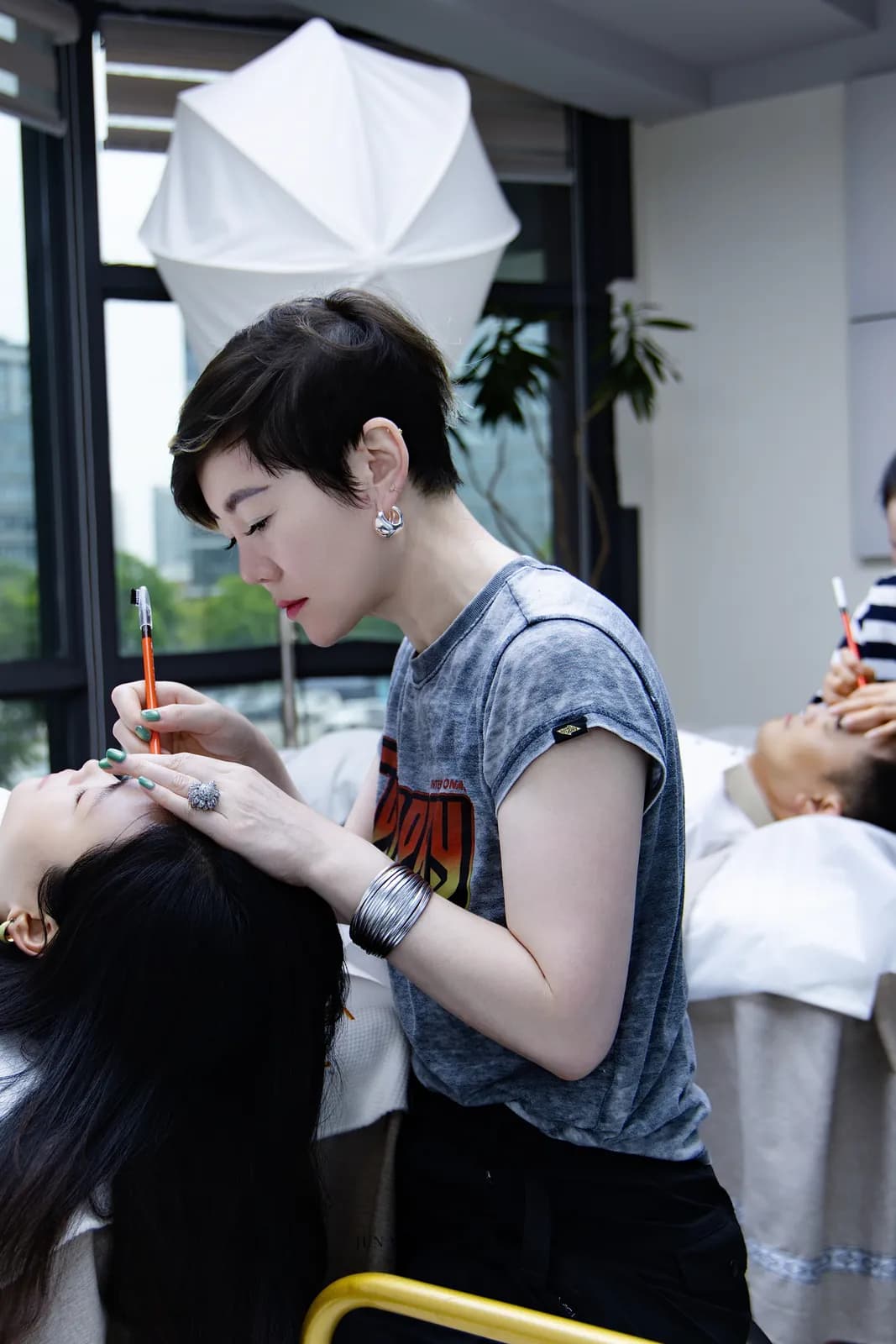 Lina Liu at work in the studio