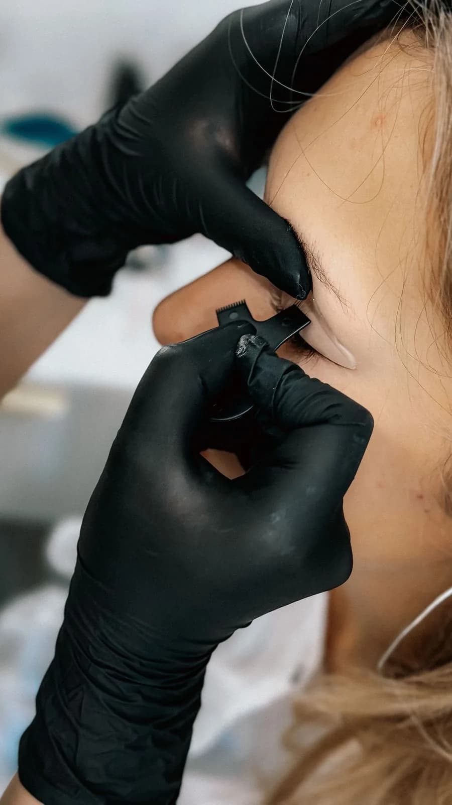 Microblading hair-stroke brow result at Lina Liu Studio