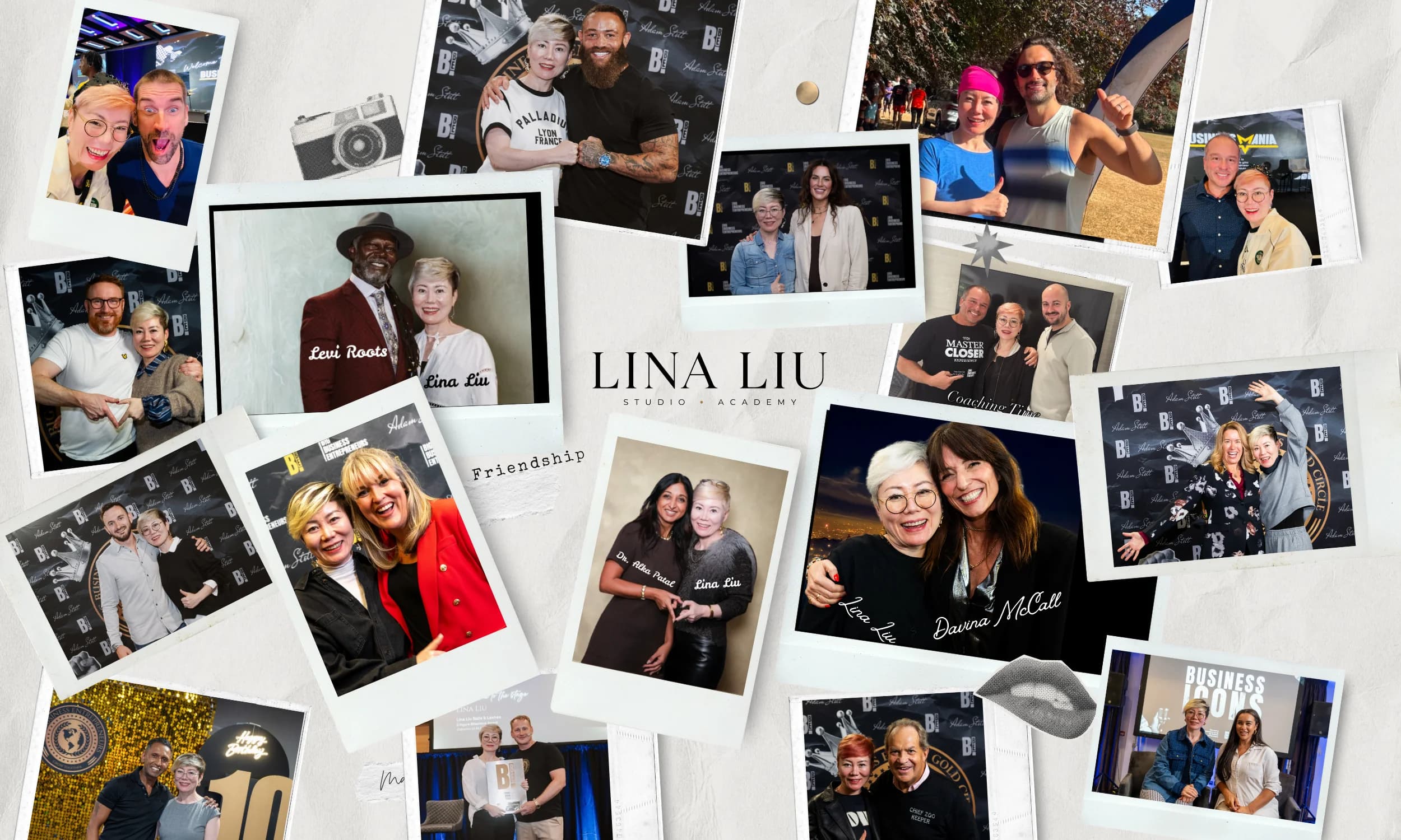 Lina Liu at professional events, with industry connections and in personal moments