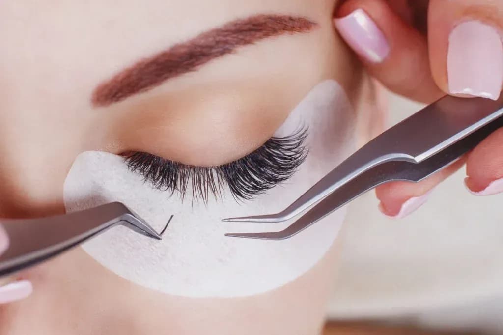 Close-up of lash extensions applied at Lina Liu Studio