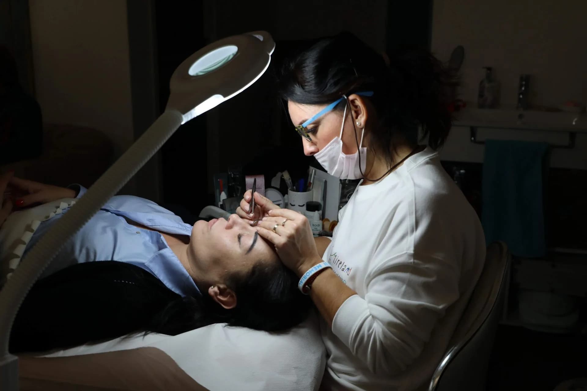 Close-up of combination brow treatment at Lina Liu Studio